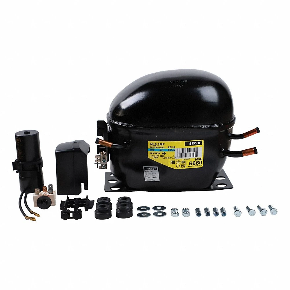 Compressor, Reciprocating, 1,377 BtuH Cooling, 1/5 HP, 1/4 Inch Connection Size