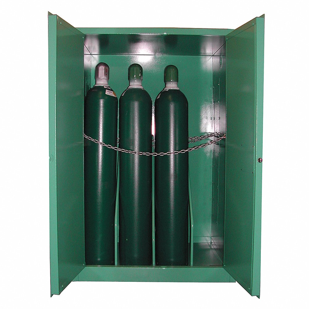 SECURALL PRODUCTS MG309HFLE Oxygen Gas Cylinder Cabinet, Fire-Lined, Empty Cylinder, Self-Latch, Standard Door | CJ6REM
