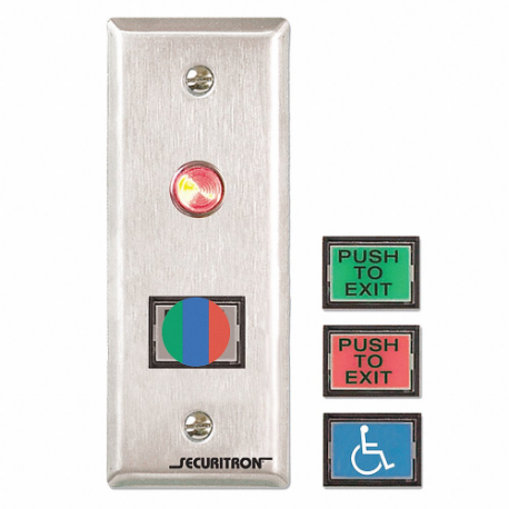 SECURITRON PB3N Push To Exit Button, Narrow Stile, Momentary | CU2LPB 45CG19