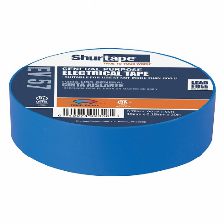 SHURTAPE EV 057 Insulating Electrical Tape, EV 57, Vinyl, 3/4 Inch x 66 ft | CU2QXE 53XM08