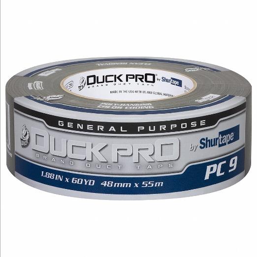 SHURTAPE PC 009 OLV - 48mm x 55m Duct Tape, 2 13/16 Inch x 60 yd., Black, Continuous Roll | CN2RGL PC 600 / 24K271