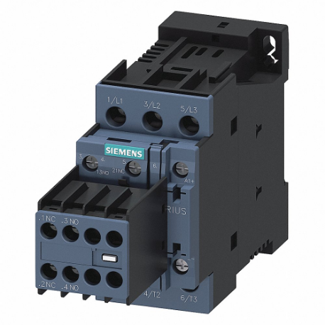 SIEMENS 3RT20251BB44 Power Contactor, 24 V DC Coil Volts, 17 A Full Load Amps-Inductive, 2No/2Nc | CU2TLX 56JW72
