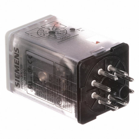 SIEMENS 3TX7112-1LB03 Plug-In Relay, Socket Mounted, 10 A Current Rating, 12V DC, 8 Pins/Terminals, DPDT | CP4MBV 56JX36