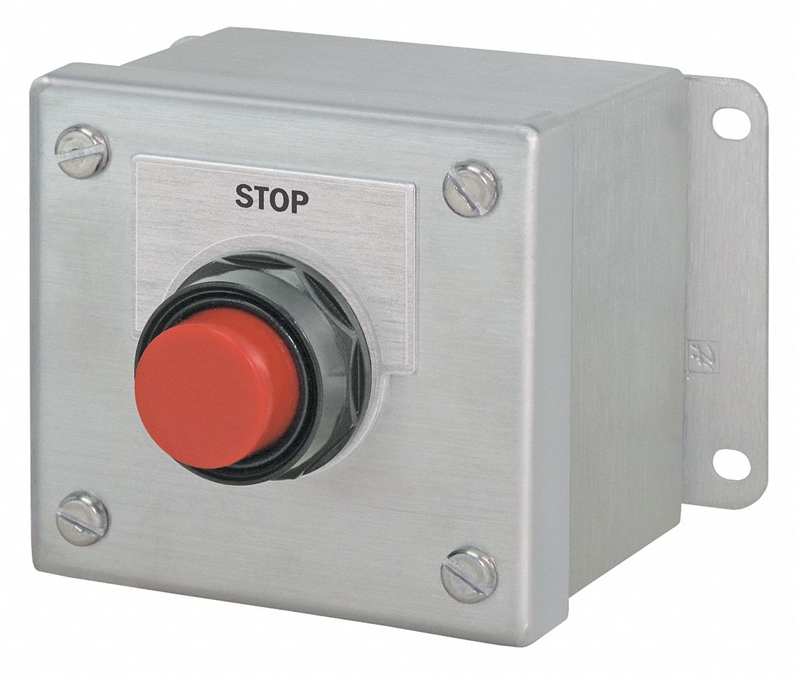 Push Button Control Station, 1No/1Nc, Stop, Raised Button