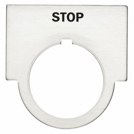 SIEMENS 52NL04 Legend Plate, Stop, 1/2 Round, Aluminum, Brushed Aluminum, 1.44 Inch Height, 2 Inch Wd | CU2UTE 6EXE8