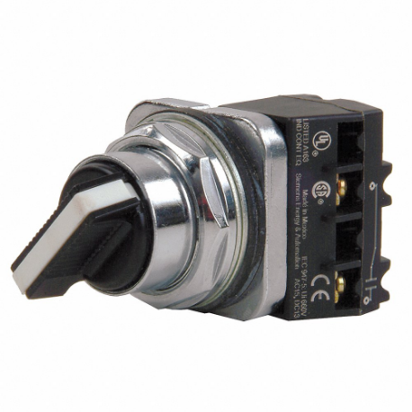 SIEMENS 52SA2ACBK1 Non-Illuminated Selector Switch, 30 mm Size, 2 Position, Maintained/Momentary, Metal | CU2WTN 41H139