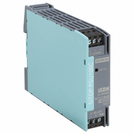 SIEMENS 6EP1331-5BA00 Dc Power Supply, 110 To 300 VDC/85 To 264 VAC, Single, 24VDC, 14W, 0.6, Din Rail | CU2RPP 12A042