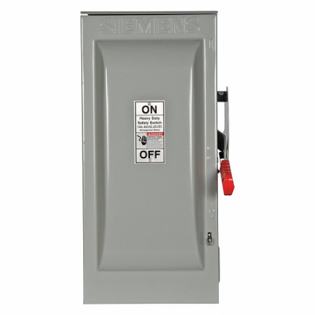 SIEMENS HF223NR Safety Switch, Fusible, 100 A, Single Phase, 240 Vac, Galvanized Steel, Indoor/Outdoor | CU2WGU 20RC05