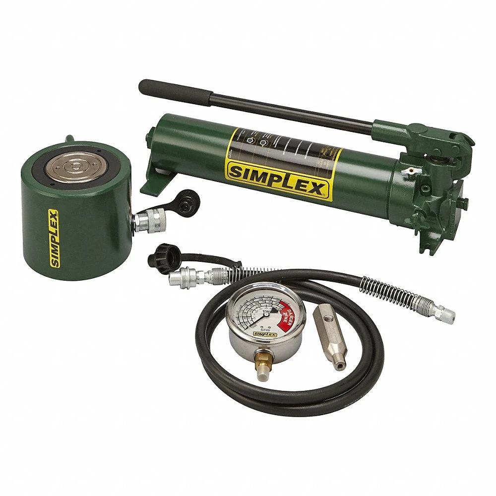 Cylinder and Hand Pump Set, 100 ton Capacity, 2 1/4 Inch Cylinder Stroke