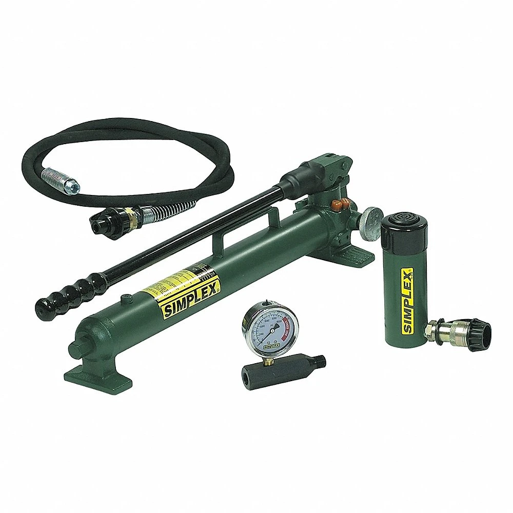 Cylinder and Hand Pump Set, 10 ton Cylinder Nominal Capacity, 6 Inch Cylinder Stroke