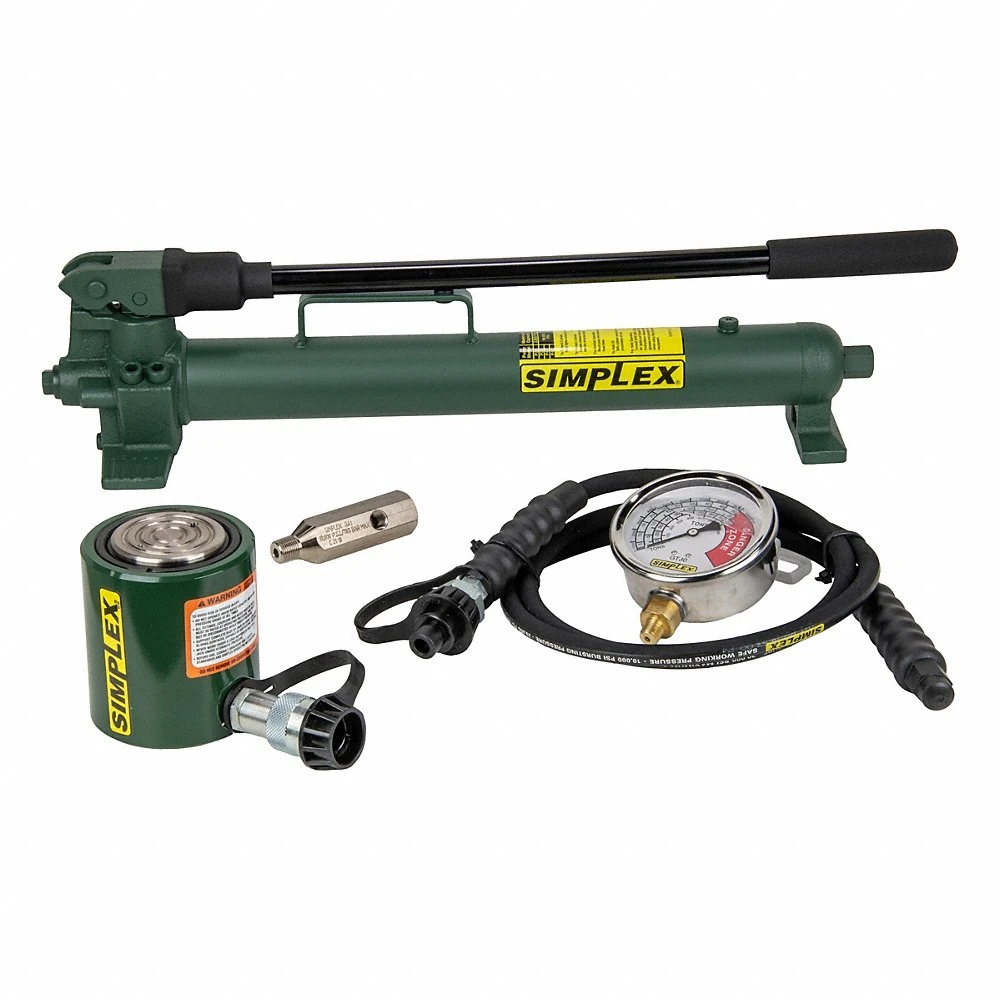 Cylinder and Hand Pump Set, 30 ton Cylinder Nominal Capacity, 2 11/25 Inch Cylinder Stroke
