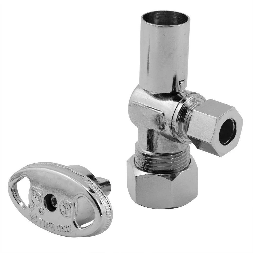 Quarter-Turn Forged Supply Stop, 5/8 inch OD Compression X 3/8 inch OD Compression, 1/Box