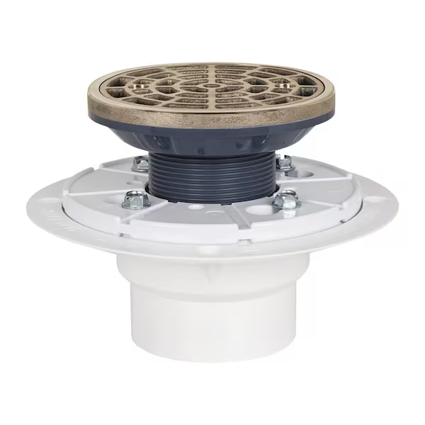 Shower Pan Drain, 2 in, Hub, 4-7/16 in Grid, PVC Drain