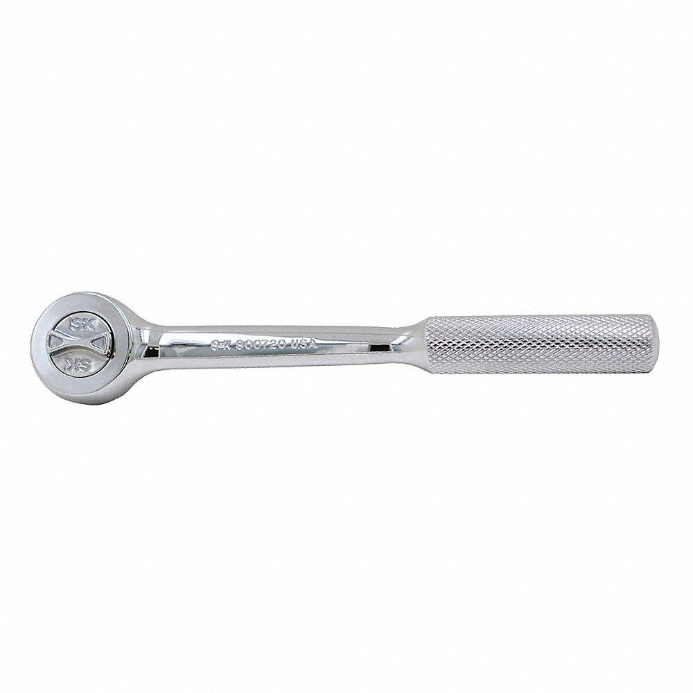 SK PROFESSIONAL TOOLS 800720 Hand Ratchet, Round, Reversing, 7 1/4 Inch Overall Length, Chrome | CJ2KBP 484N64