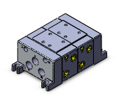 SMC VALVES VV712-03L-03B Valve Manifold, 2 Station, 3/8 Base Mount Size | AL4CLD