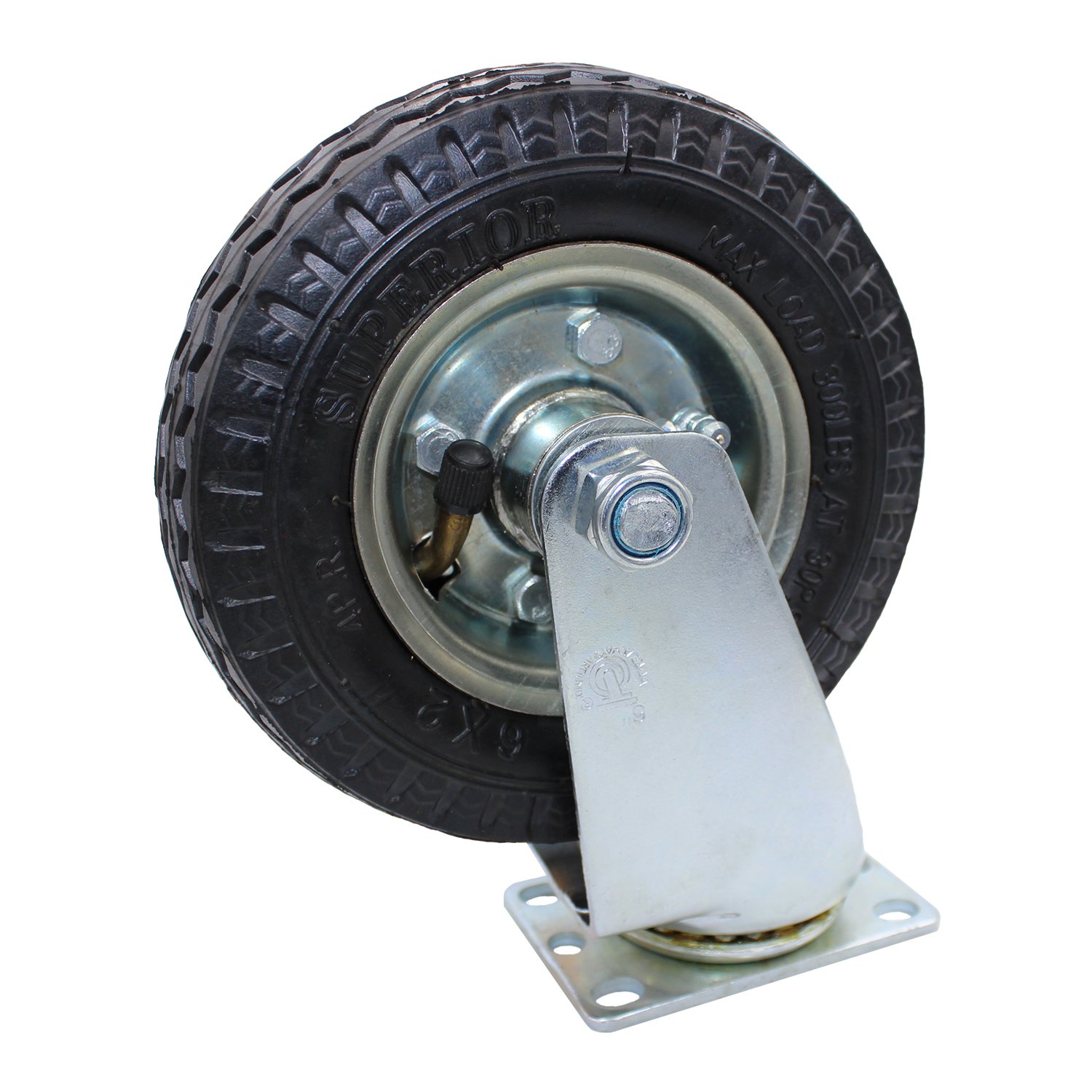 Swivel Caster, Pneumatic Air Rubber, Size 6 Inch, Capacity 300 Lbs