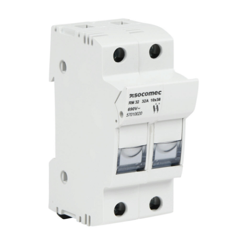 Modular Fuse Holder, 30A, 750 VAC, 2-Pole, 18-8 Awg Copper Only, Pressure Plate