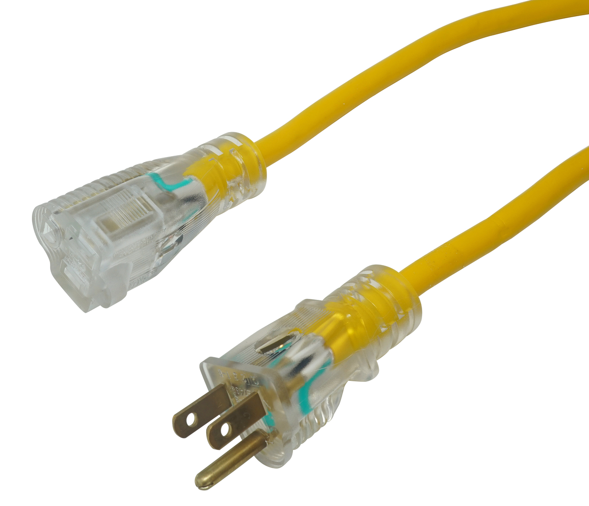 Outdoor Extension Cord With Power Light Indicator, 25 Feet, Yellow