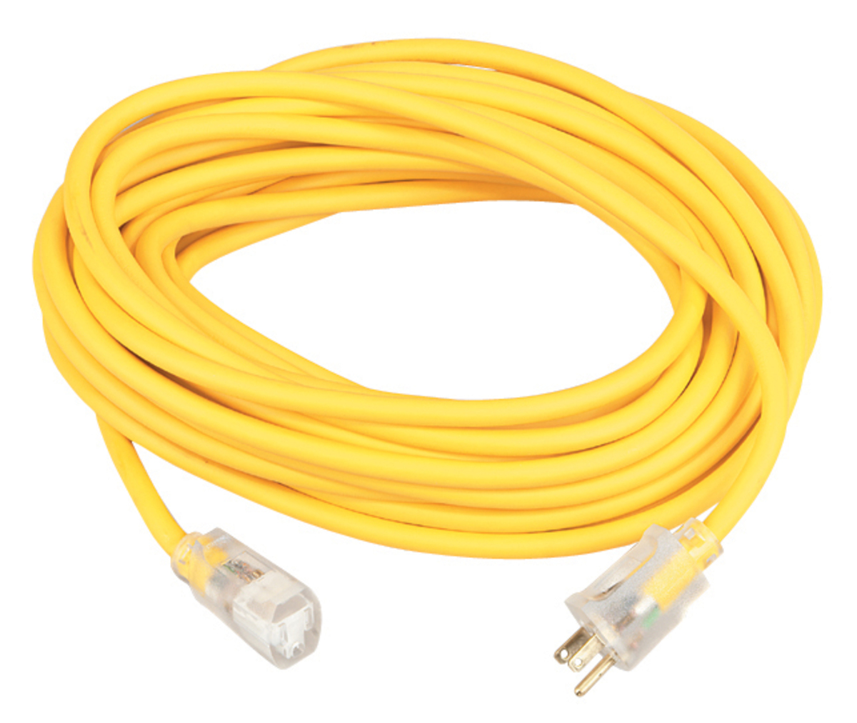 Outdoor Extension Cord With Power Light Indicator, 50 Feet, Yellow
