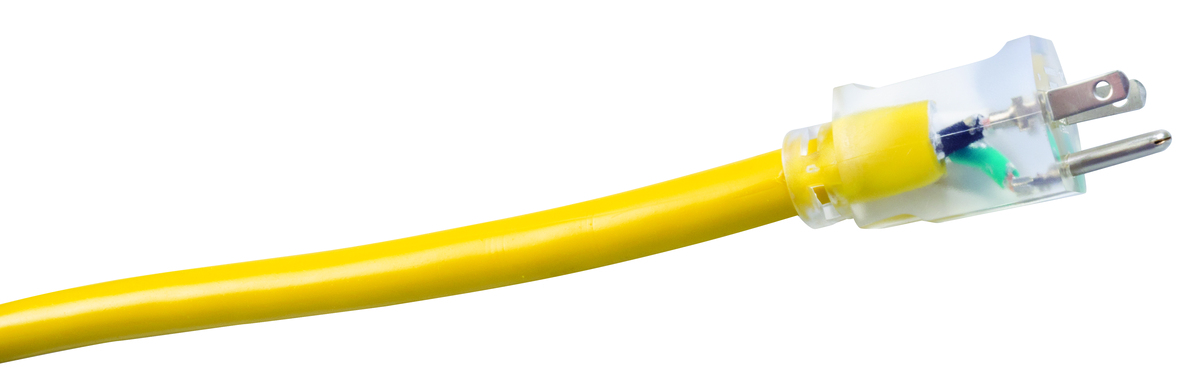 Outdoor Extension Cord With Power Light Indicator, 2 Feet, Yellow