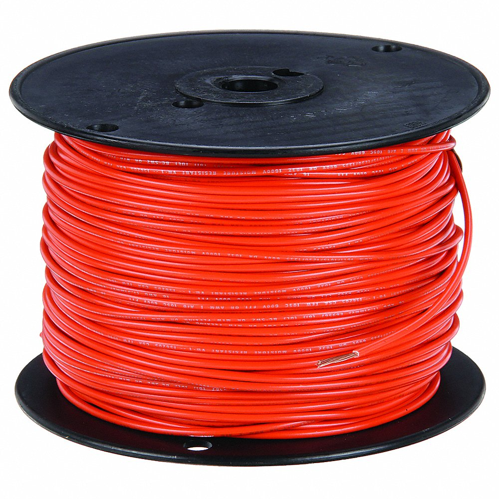 Machine Tool Wire, AWM, MTW, TEW, 18 AWG, 500 ft, Orange, PVC Insulation