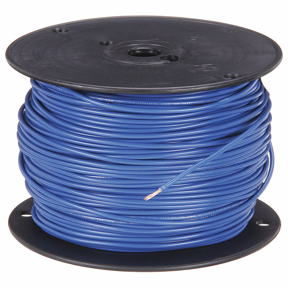 Machine Tool Wire, AWM, MTW, TEW, 16 AWG, 500 ft, Blue, PVC Insulation