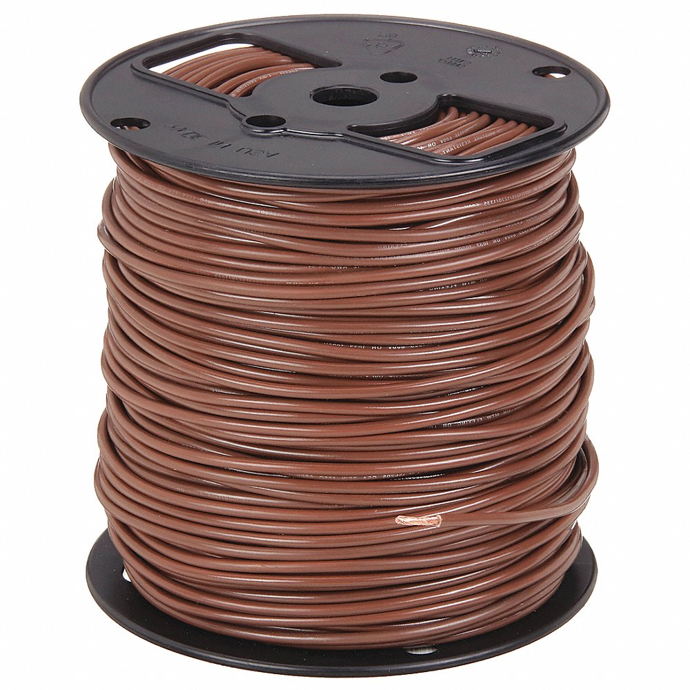 Machine Tool Wire, AWM, MTW, TEW, 14 AWG, 500 ft, Brown, PVC Insulation