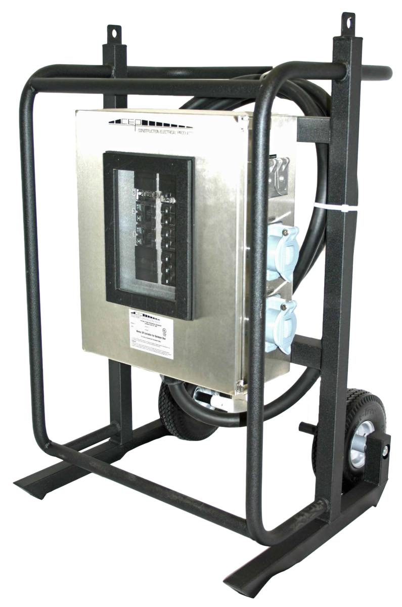 Power Distribution Cart, 120/208V, 100A, 6 Circuit, 2 Wheel