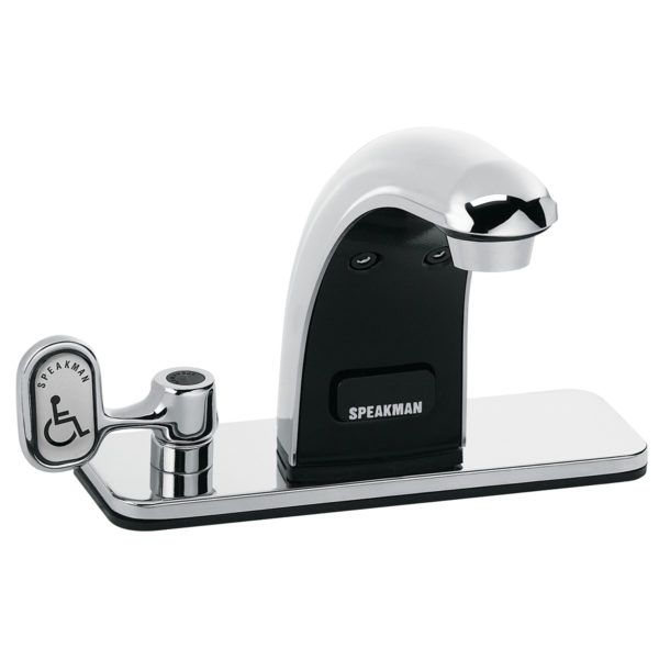 SPEAKMAN S-8718-CA-E Faucet, Battery Powered Sensor, With 4 Inch Deck Plate | CE2AVJ