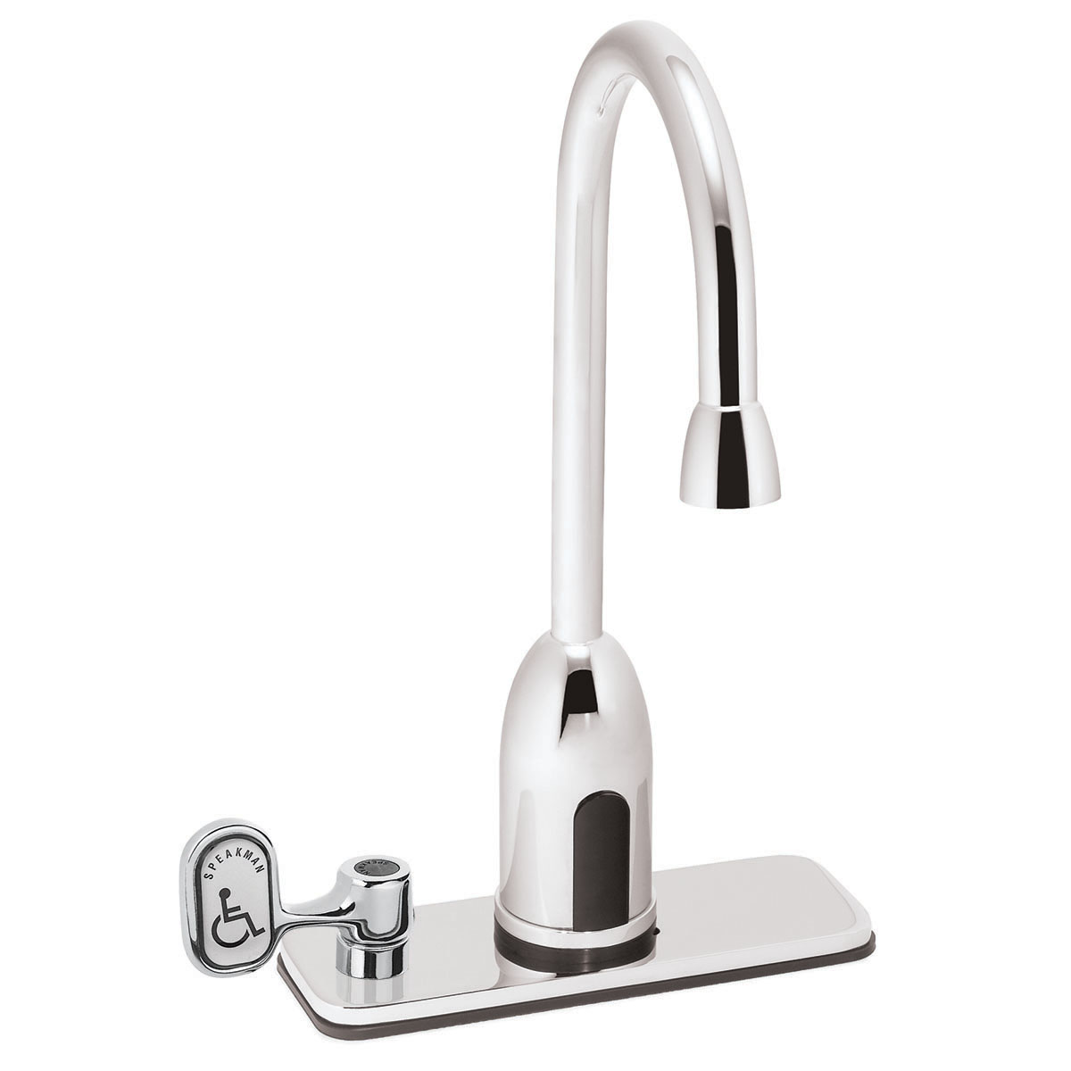 SPEAKMAN S-9218-CA-E Faucet, Powered Sensor, With 4 Inch Deck Plate, Under Counter Mech Mixer, Manual Override | CE2AWQ