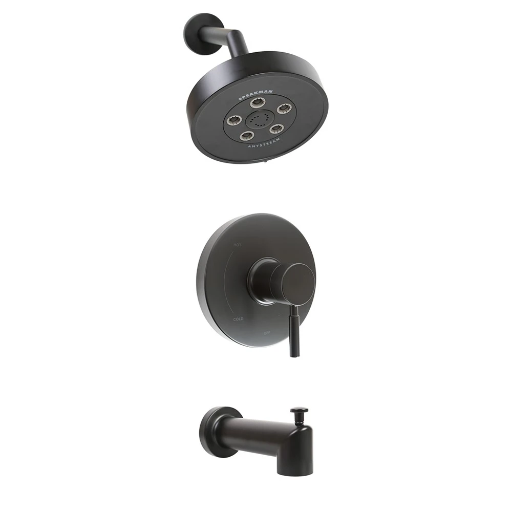 SPEAKMAN SLV-1030-MB-E2 Trim, Shower And Tub Combination, No Valve, Matte Black Finish, 2.0 Gpm | DZ2KJZ
