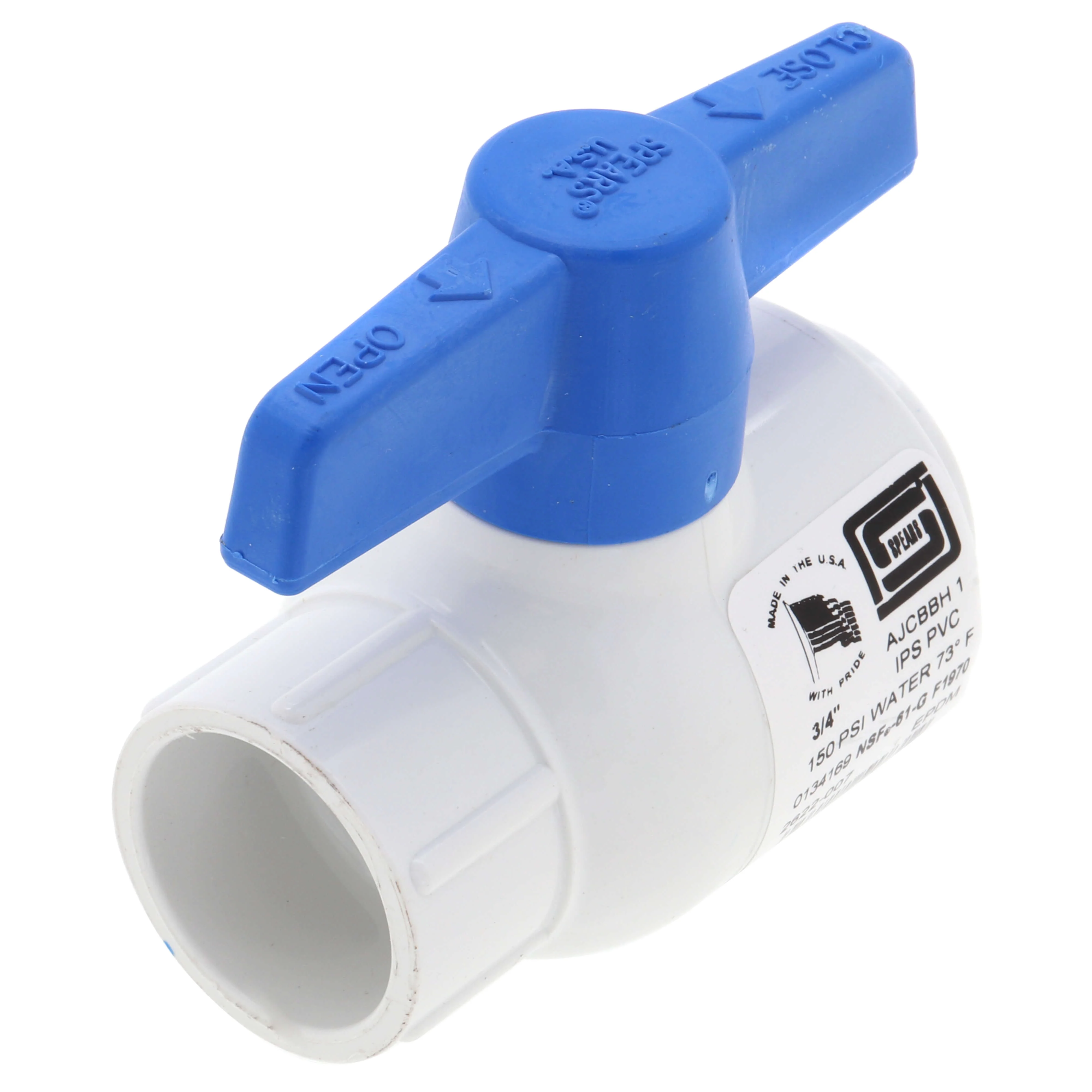 SPEARS VALVES 2622-007 Utility Ball Valve, 3/4 Size, PVC, Socket End, With EPDM O-Ring Seal | BY6HLC