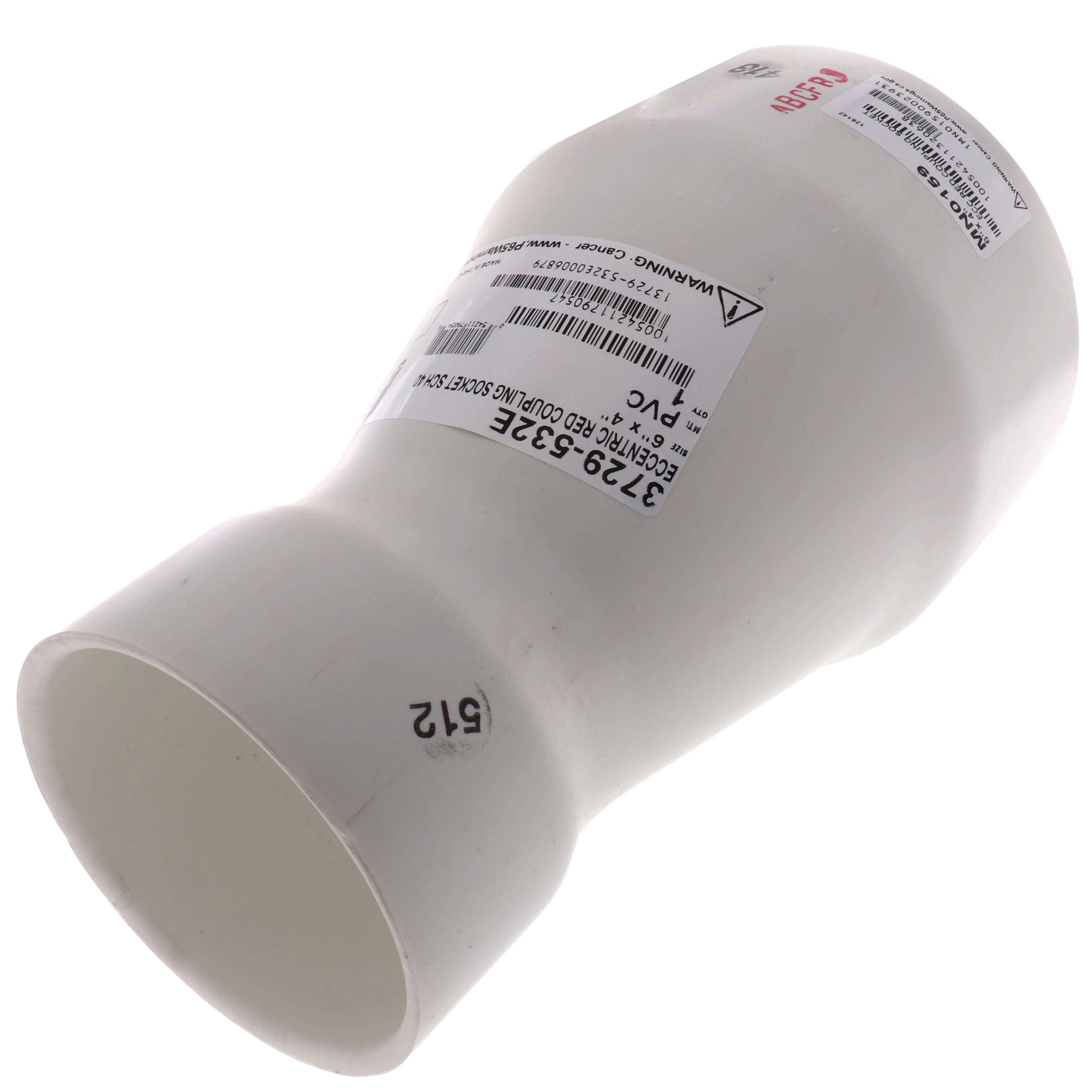 SPEARS VALVES 3729-532E Eccentric Reducer Coupling, Socket, Schedule 40, 6 x 4 Size, PVC | BU6JNC