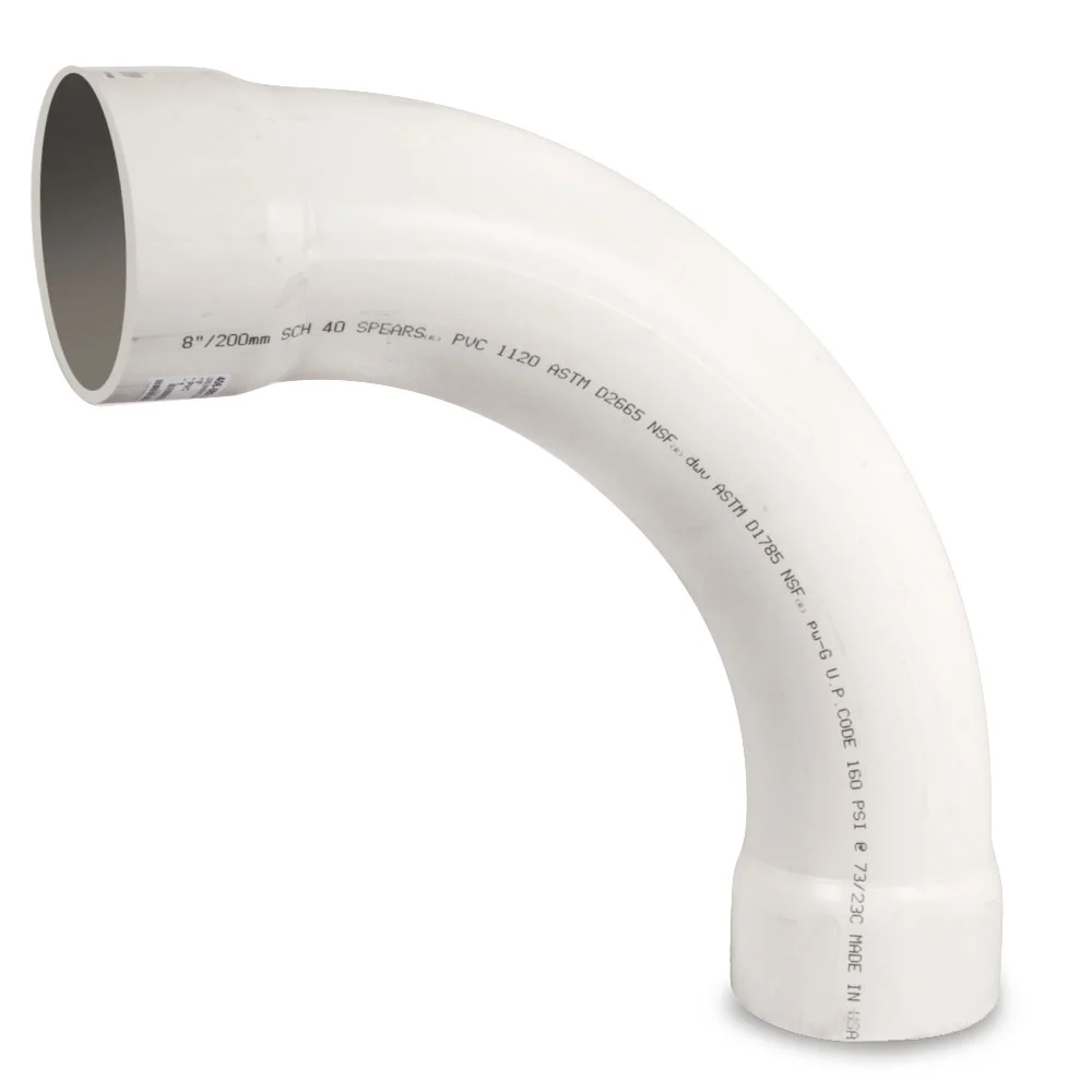 SPEARS VALVES 406-080LSF Long Sweep Elbow, 90 Deg., Socket, Schedule 40, 8 Size, PVC | BU6PPE
