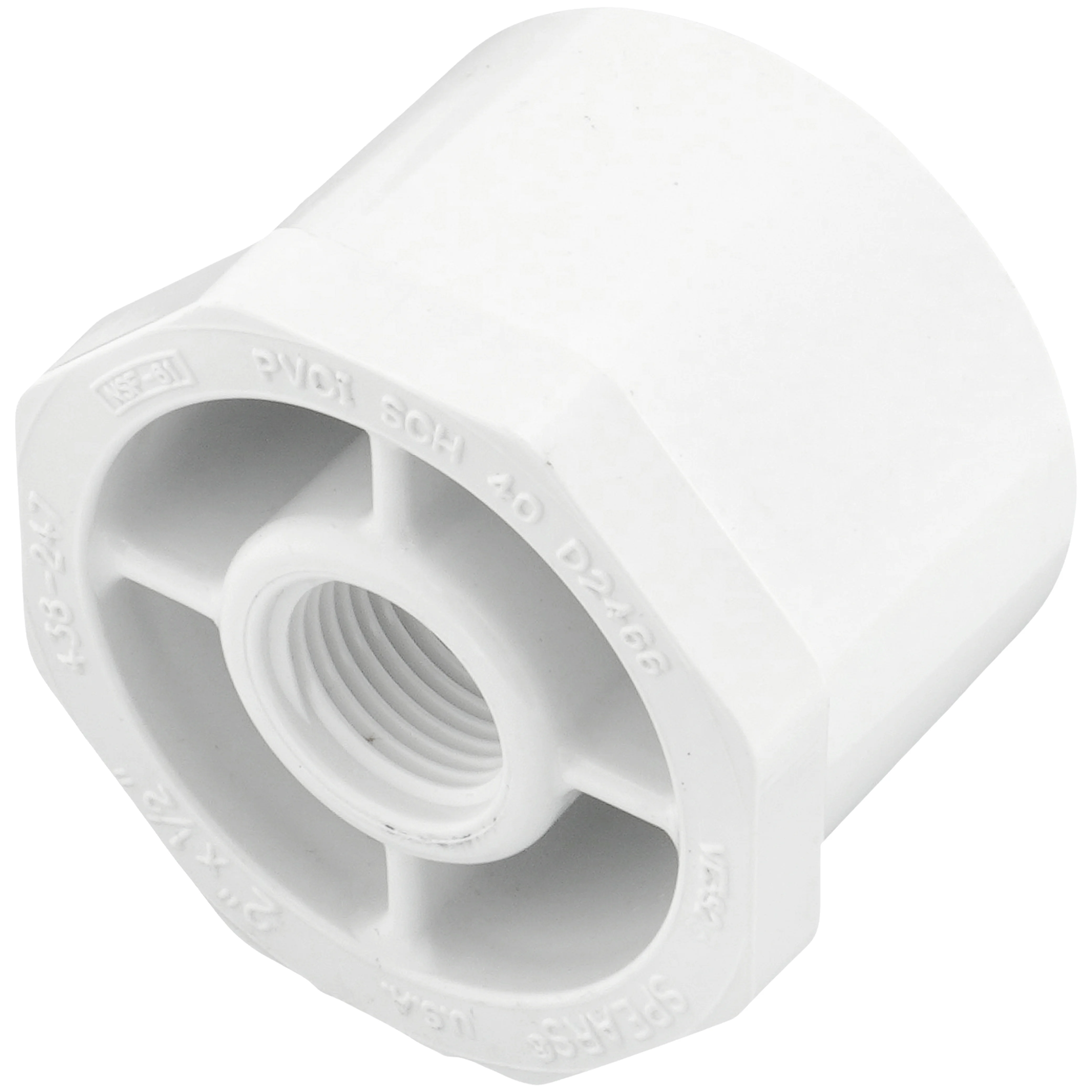 SPEARS VALVES 438-247 Reducer Bushing, Spigot x FPT, Schedule 40, 2 x 1/2 Size, PVC | BU6BVJ