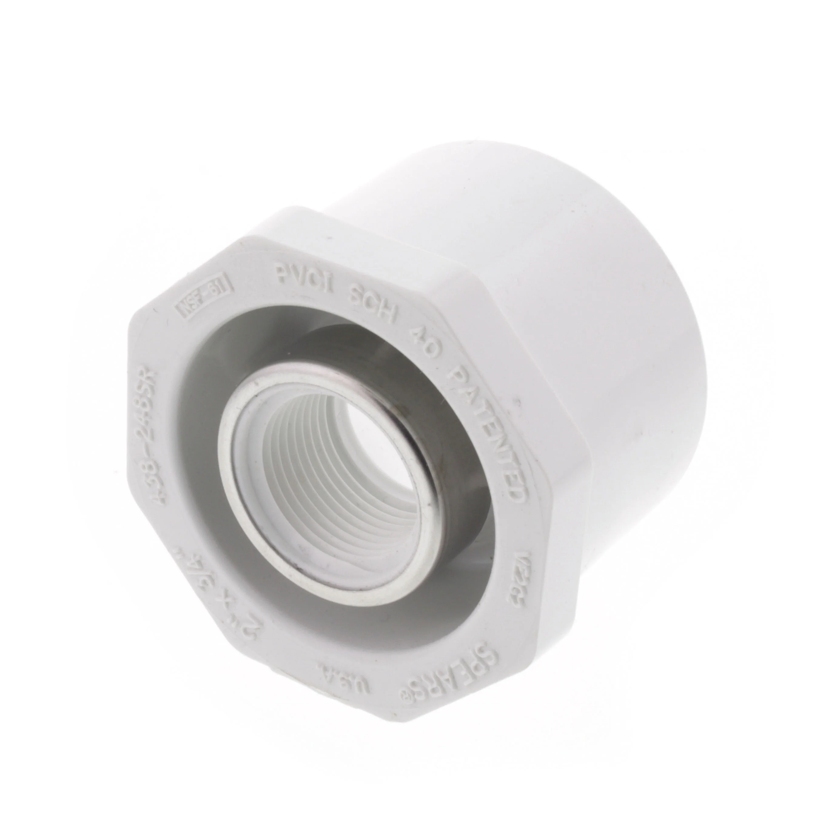 SPEARS VALVES 438-248SR Special Reinforced Reducer Bushing, Spigot x FPT, With SS Ring, 2 x 3/4 Size, PVC | BU6VMU