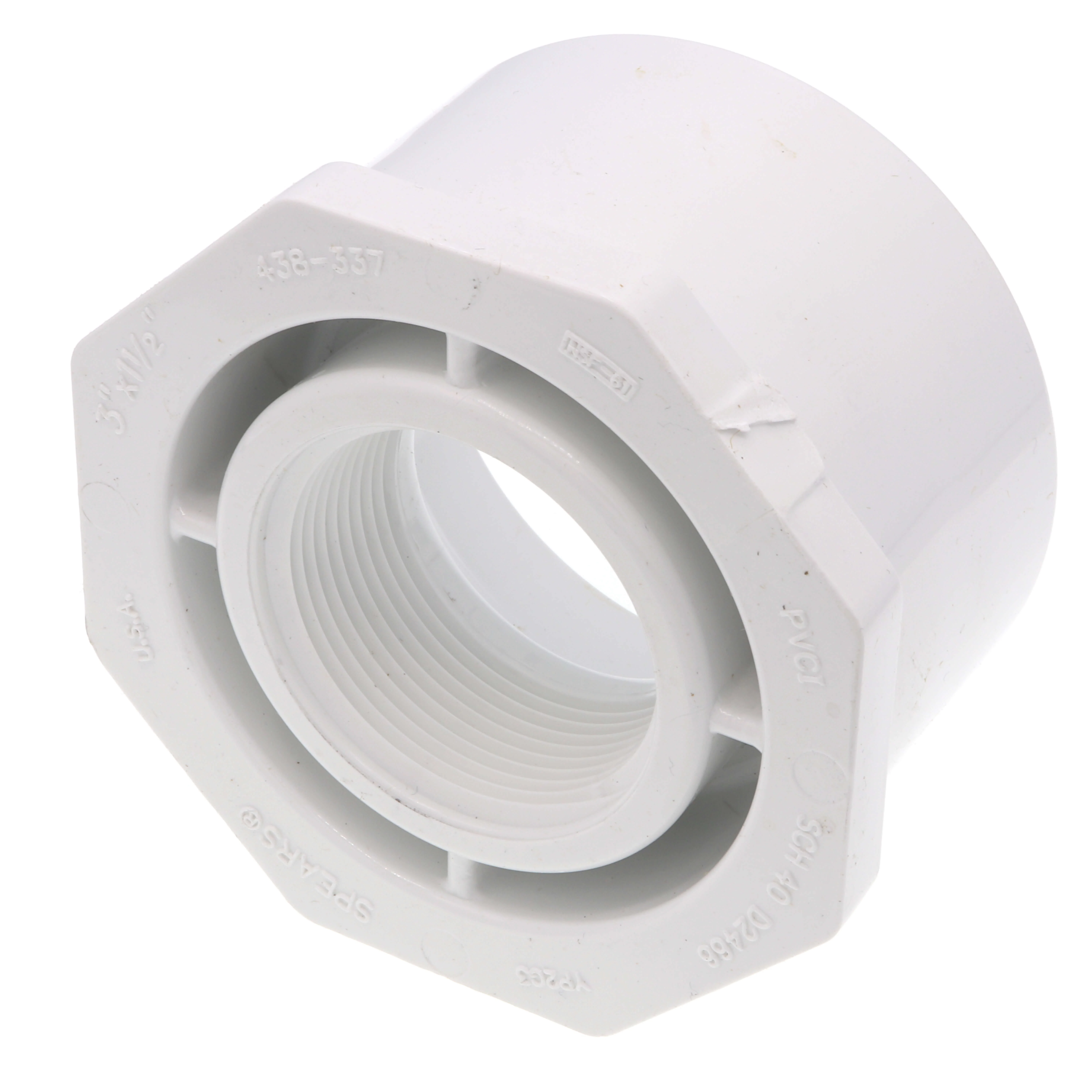SPEARS VALVES 438-337 Reducer Bushing, Spigot x FPT, Schedule 40, 3 x 1-1/2 Size, PVC | BU7LMP