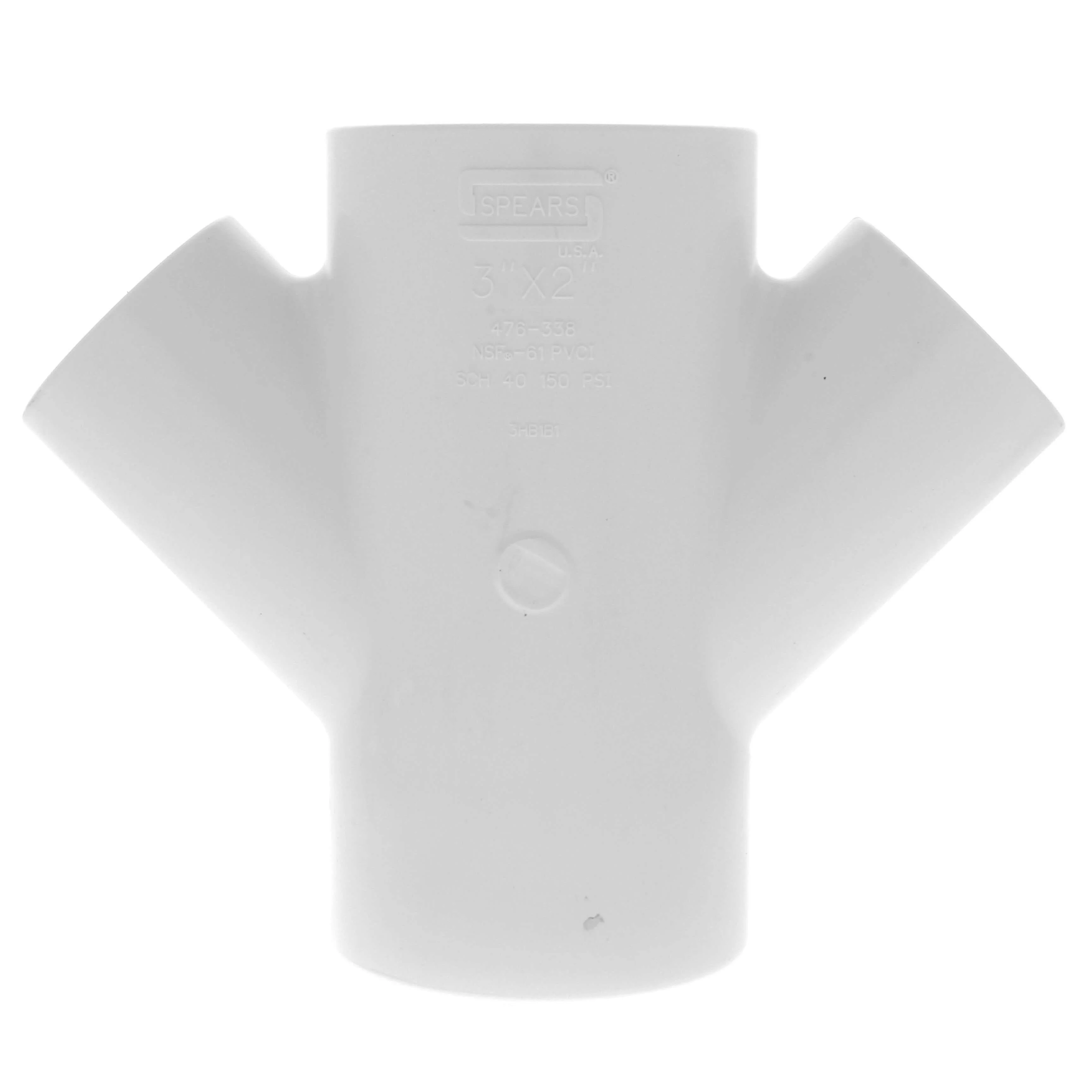 SPEARS VALVES 476-338 Double Wye, Socket, 150 PSI, 3 x 2 Size, PVC | BU6YAR