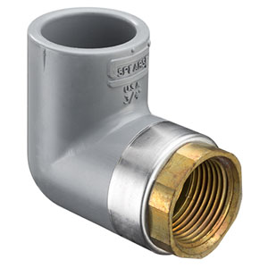 SPEARS VALVES 807-005CBR Transition Elbow, 90 Deg., Socket x FPT, Schedule 80, 1/2 Inch Size, CPVC | AC8XAT 3EKT9