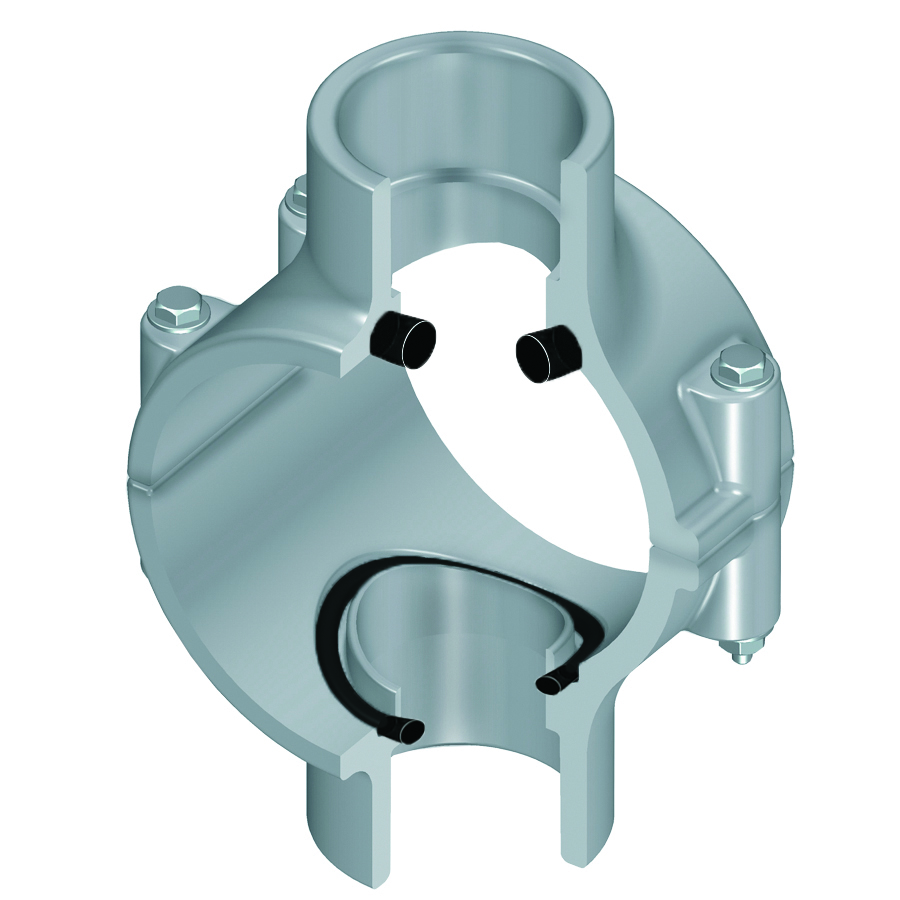SPEARS VALVES 868-528C Clamp-On Saddle, Socket Double Outlet, EPDM, Zinc, 6 x 2 Inch Size, CPVC | BU7FXN