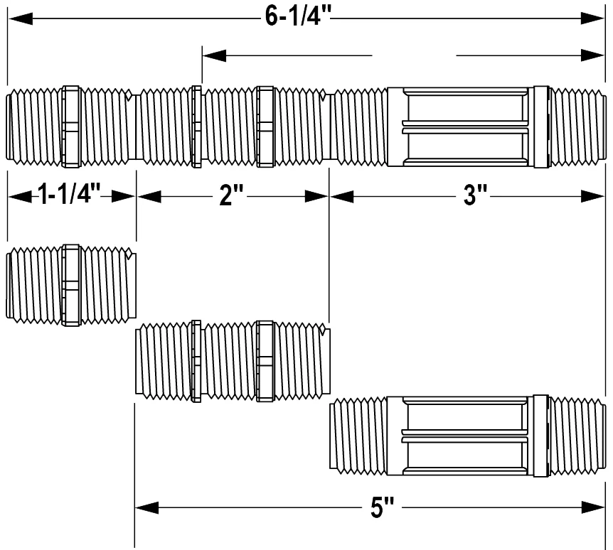 SPEARS VALVES M481-005 Four-In-One Cut-Off Nipple, MPT, 1/2 x 6 Size | BU7YXL