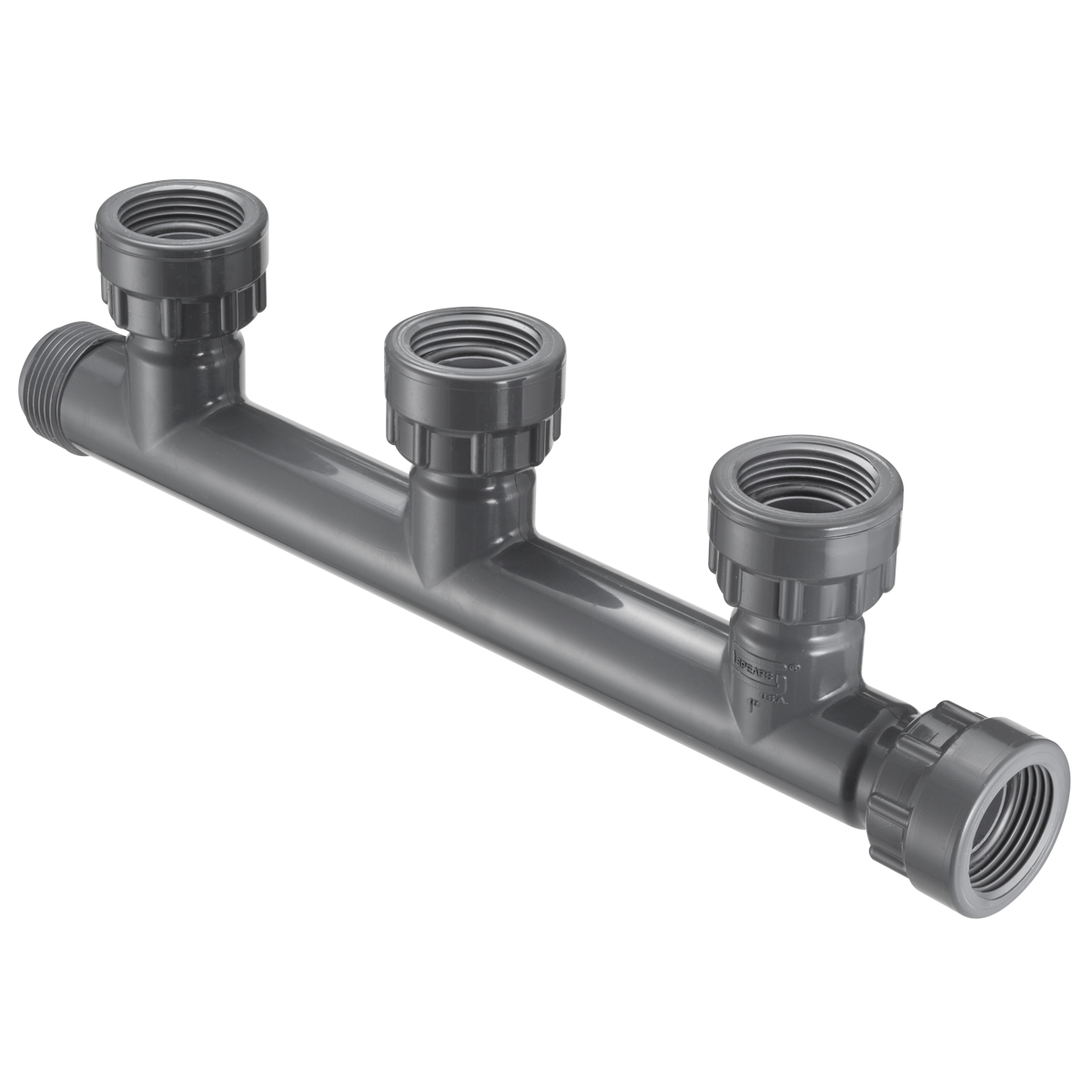 SPEARS VALVES MA0101-010-3 Manifold Tee, 3 Port, Swivel x MIPT x 3 Swivel, 1 Size, PVC | BU7NXW
