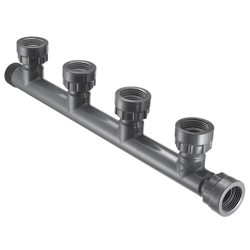 SPEARS VALVES MA0101-010-4 Manifold Tee, 4 Port, Swivel x MIPT x 4 Swivel, 1 Size, PVC | BU7MBM