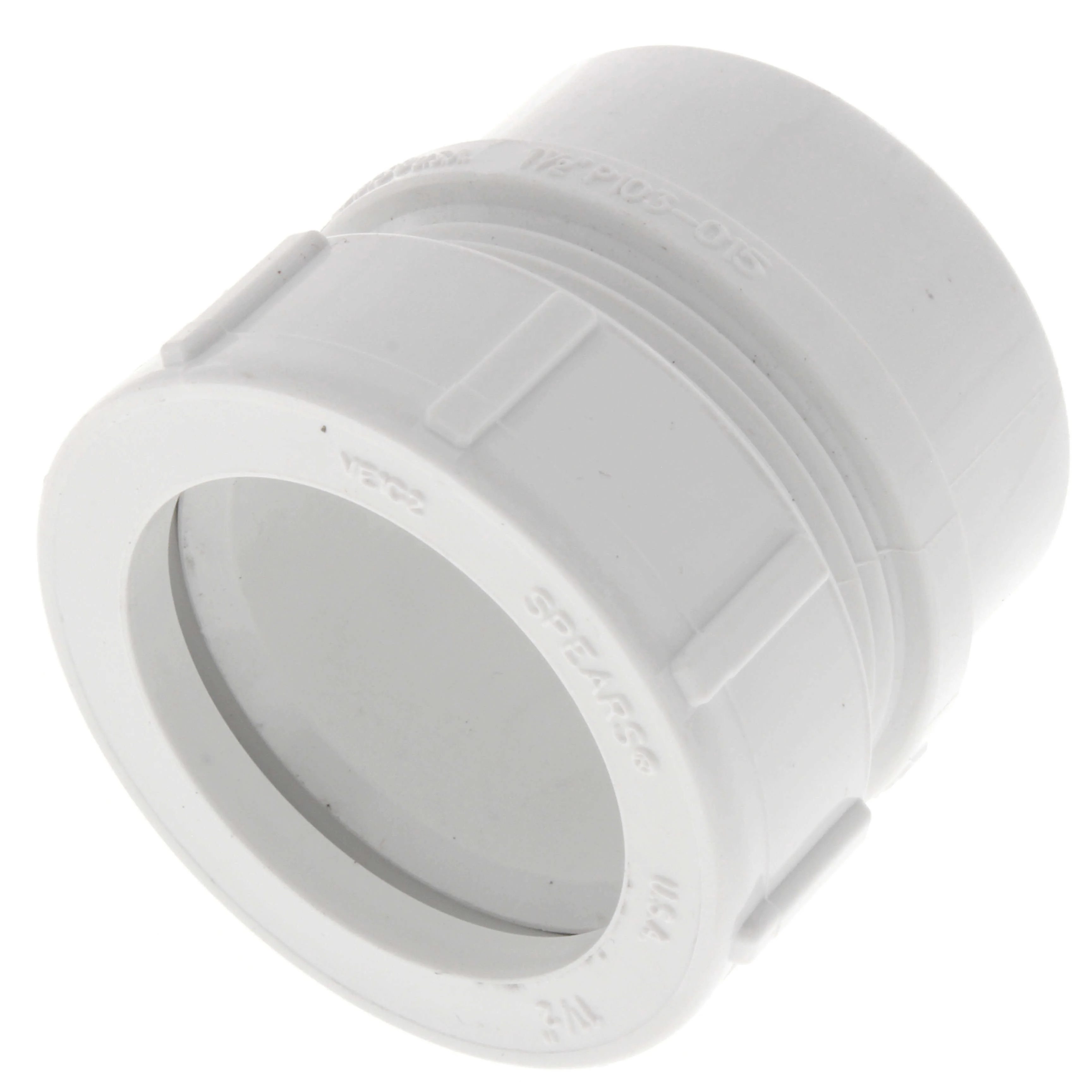 Drain Waste Vent Male Trap Adapter, With Nut, Washer, Spigot x Slip, 1-1/2 Size, PVC