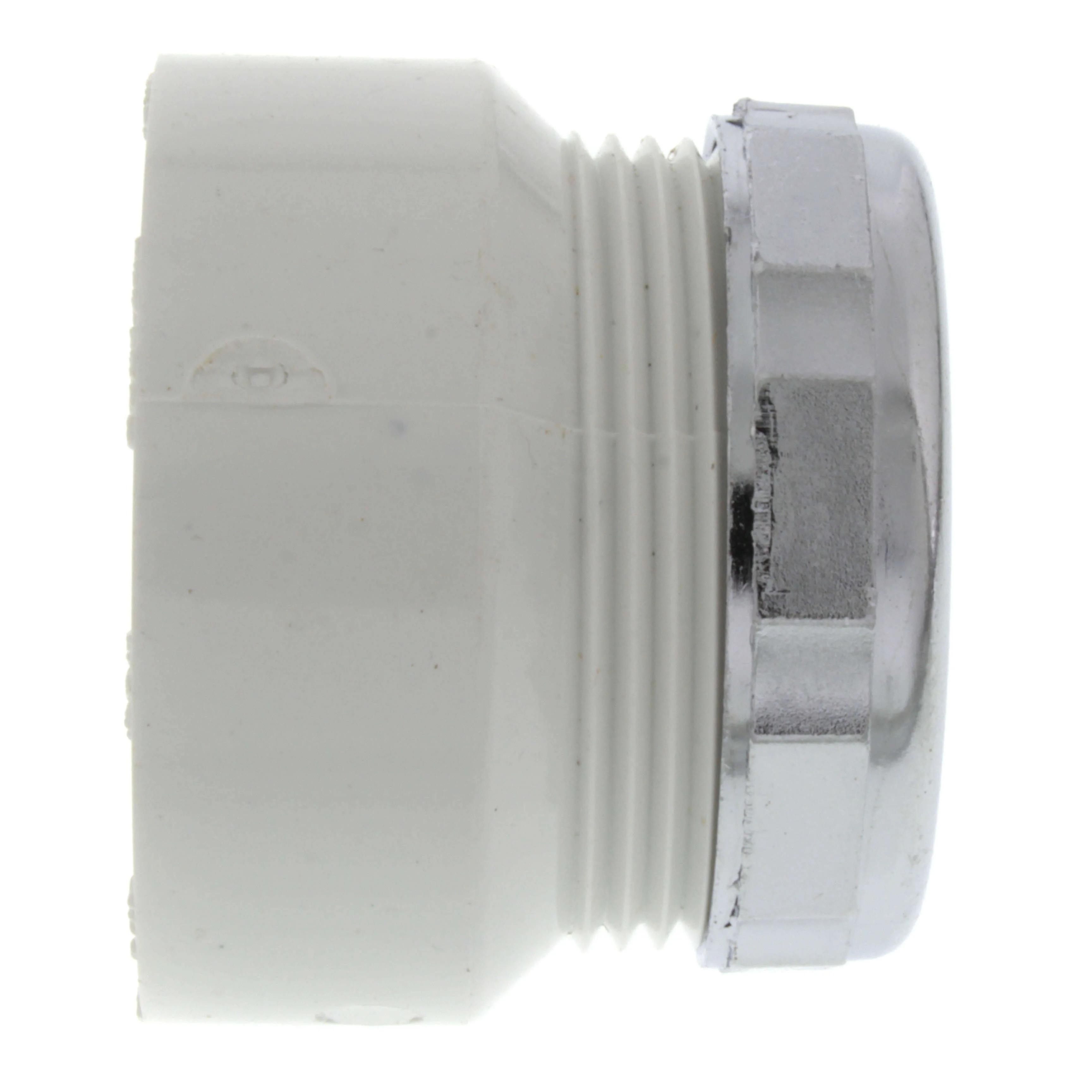 Dwv Female Trap Adapter, With Chrome Nut, Hub x Slip, 1-1/2 x 1-1/4 Size, PVC