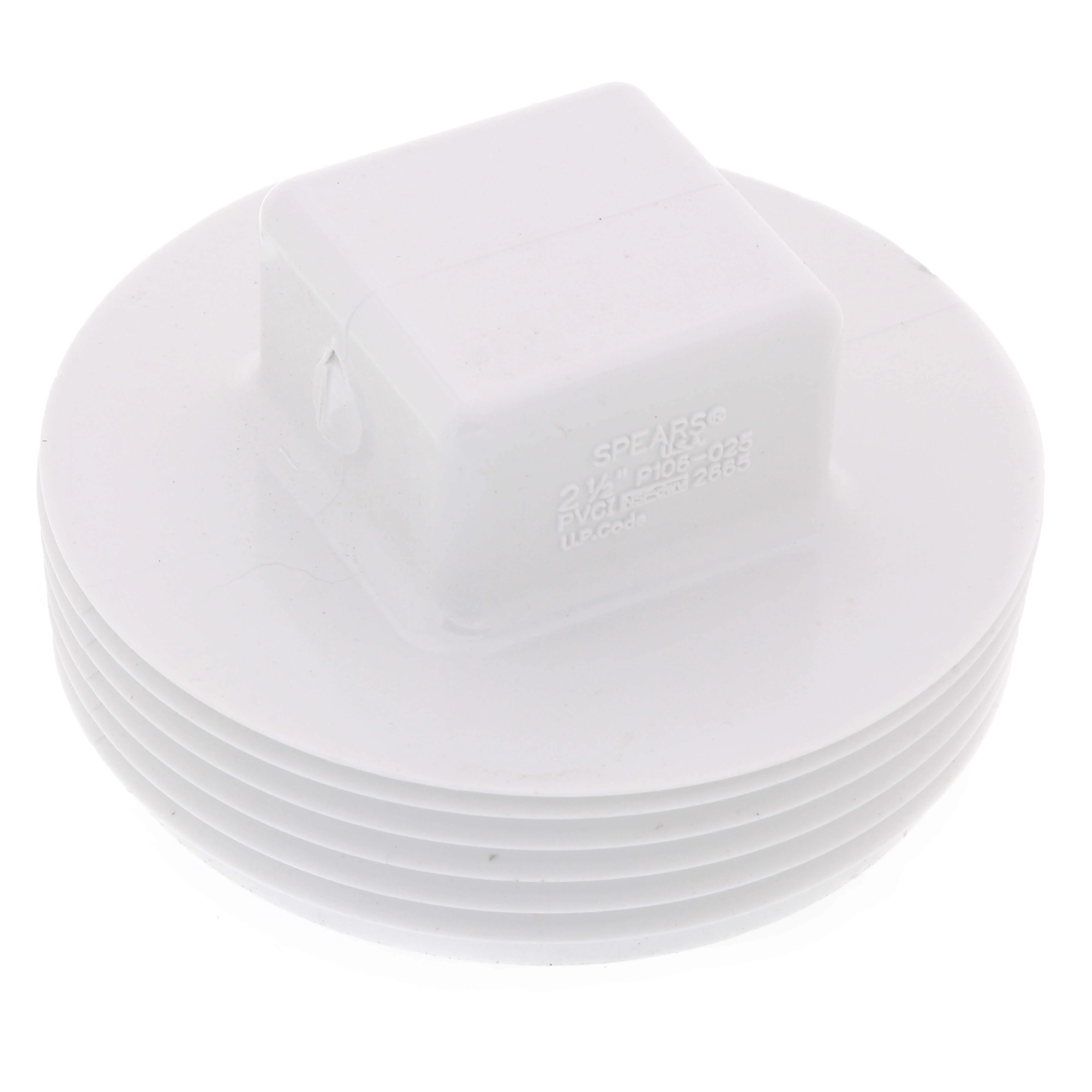 SPEARS VALVES P106-025 Drain Waste Vent Square Head Cleanout Plug, MPT, 2-1/2 Size, PVC | BU7ZLL