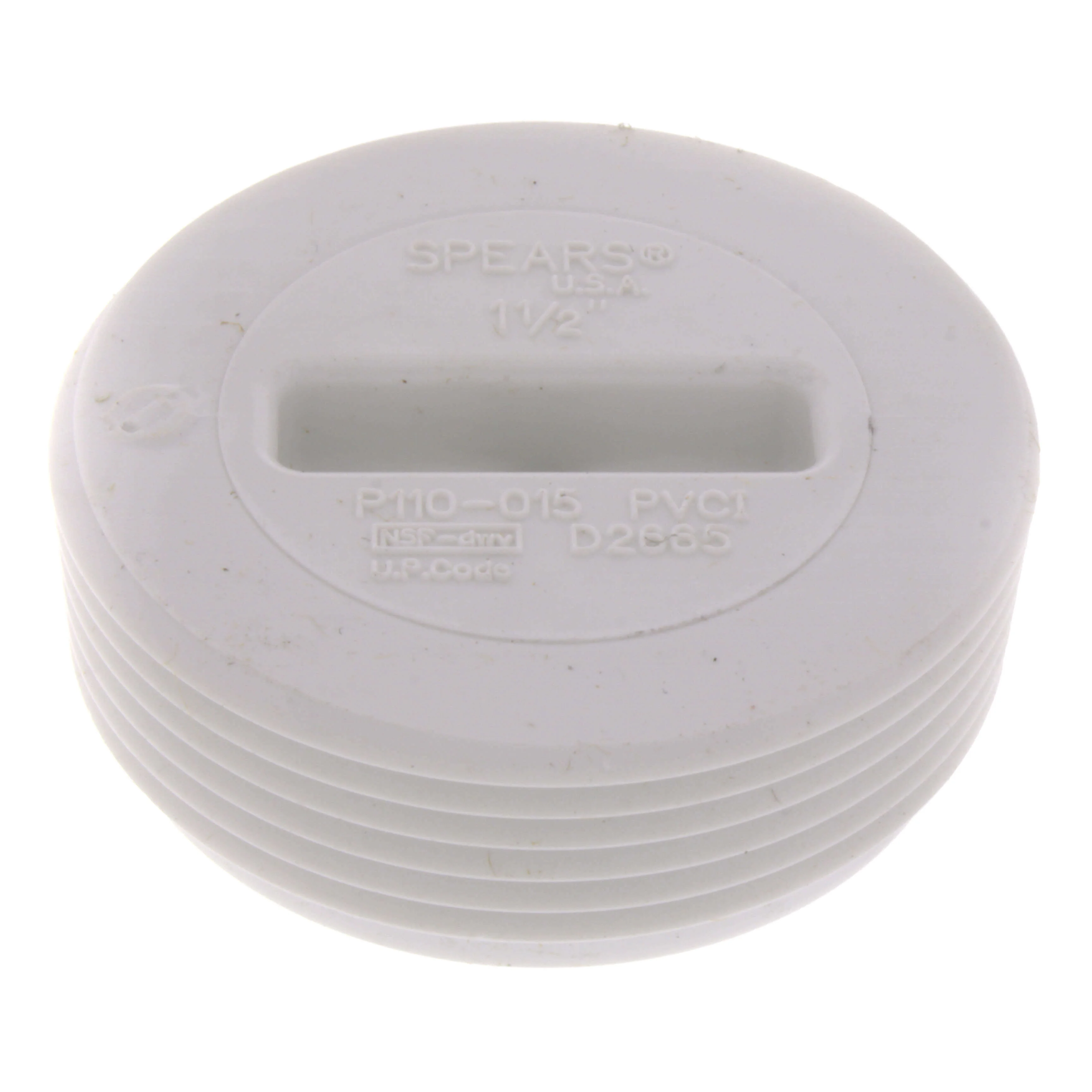 SPEARS VALVES P110-015 Drain Waste Vent Flush Cleanout Plug, MPT, 1-1/2 Size, PVC | BU7ZKC