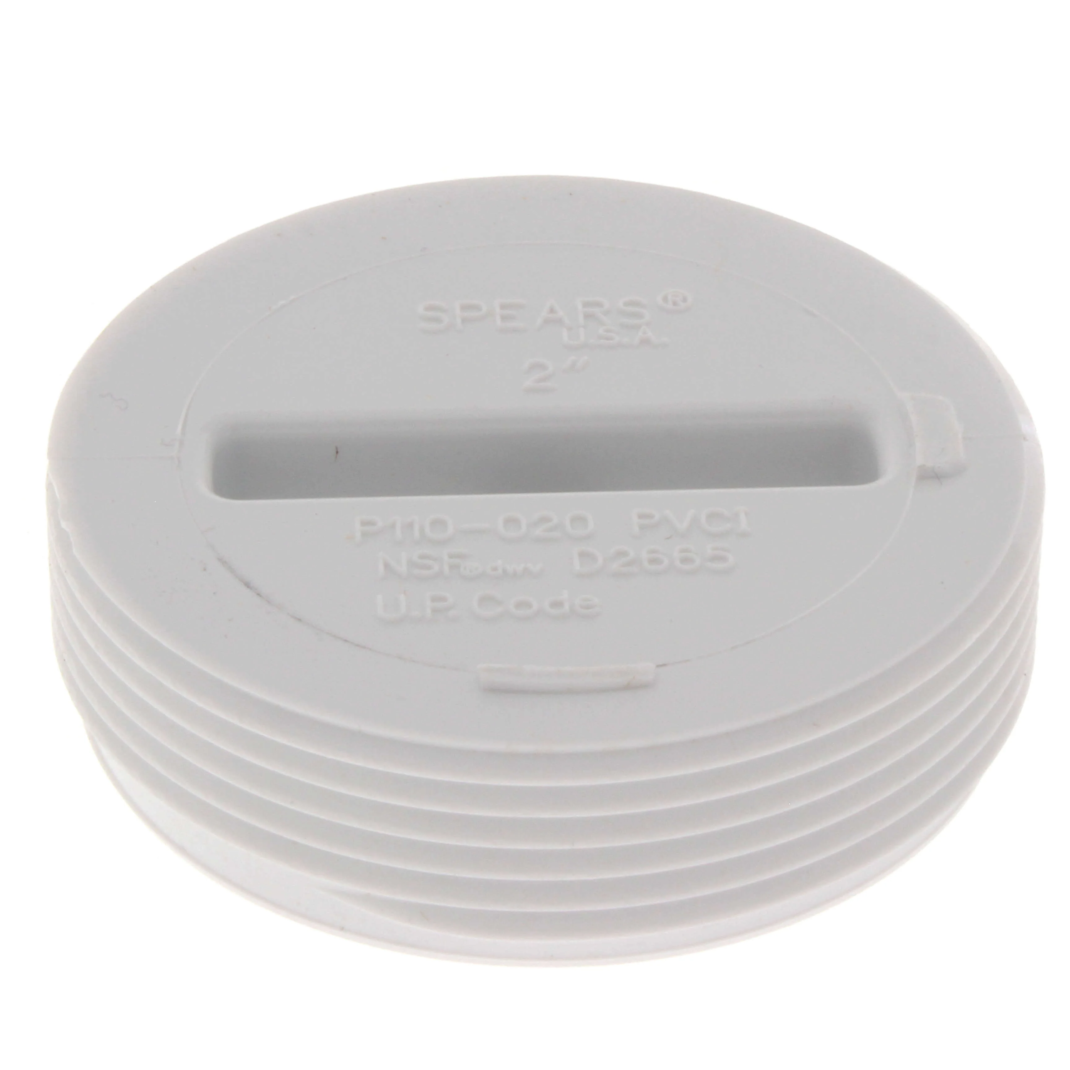 SPEARS VALVES P110-020 Drain Waste Vent Flush Cleanout Plug, MPT, 2 Size, PVC | BU7ZKB