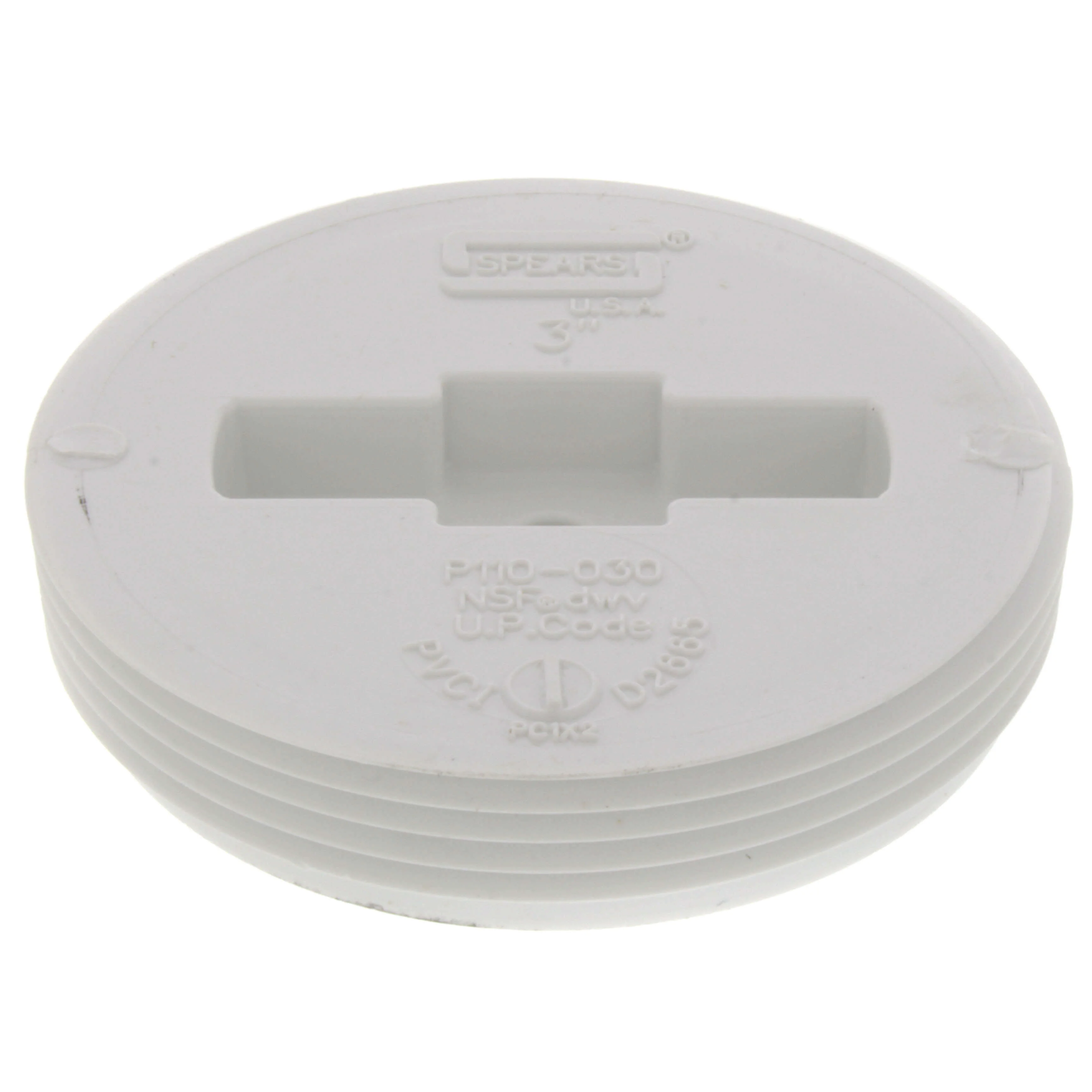 SPEARS VALVES P110-030 Drain Waste Vent Flush Cleanout Plug, MPT, 3 Size, PVC | BU7LKF