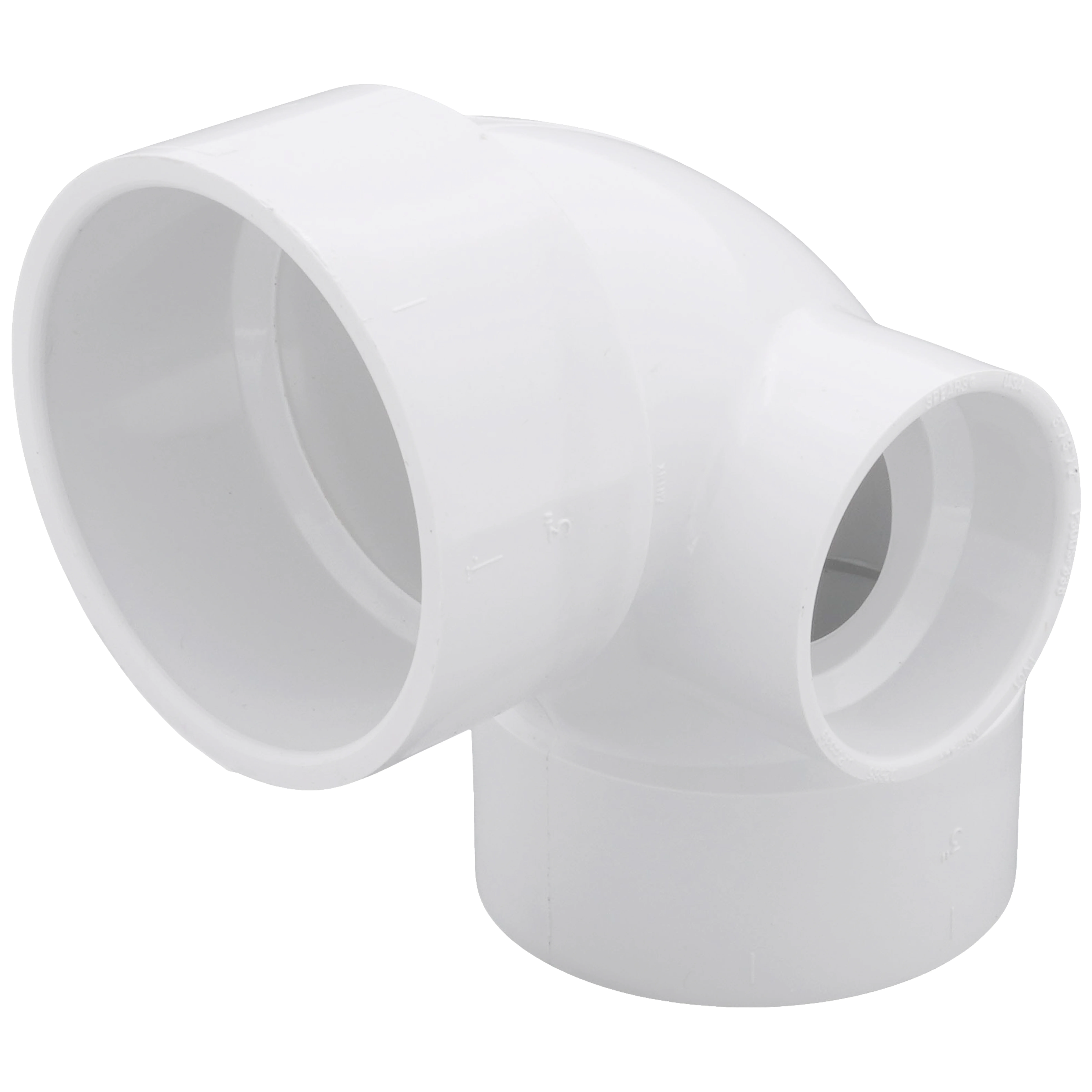 SPEARS VALVES P300S-338 Drain Waste Vent 1/4 Bend, With Side Inlet, Hub x Hub x Hub, 3 x 3 x 2 Size, PVC | BU7KBL